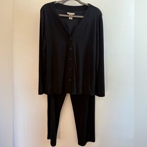 Notations 2 Piece Black Cardigan Top And Pant Set L/XL